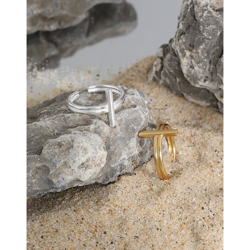 Minimalist Cross 925 Sterling Silver Adjustable Ring