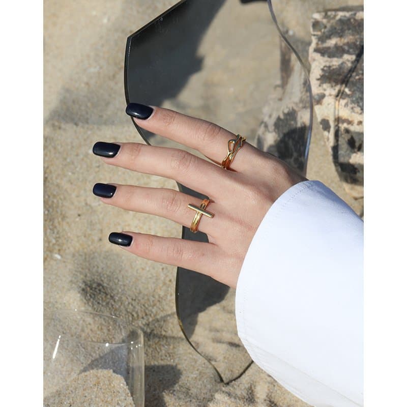 Minimalist Cross 925 Sterling Silver Adjustable Ring