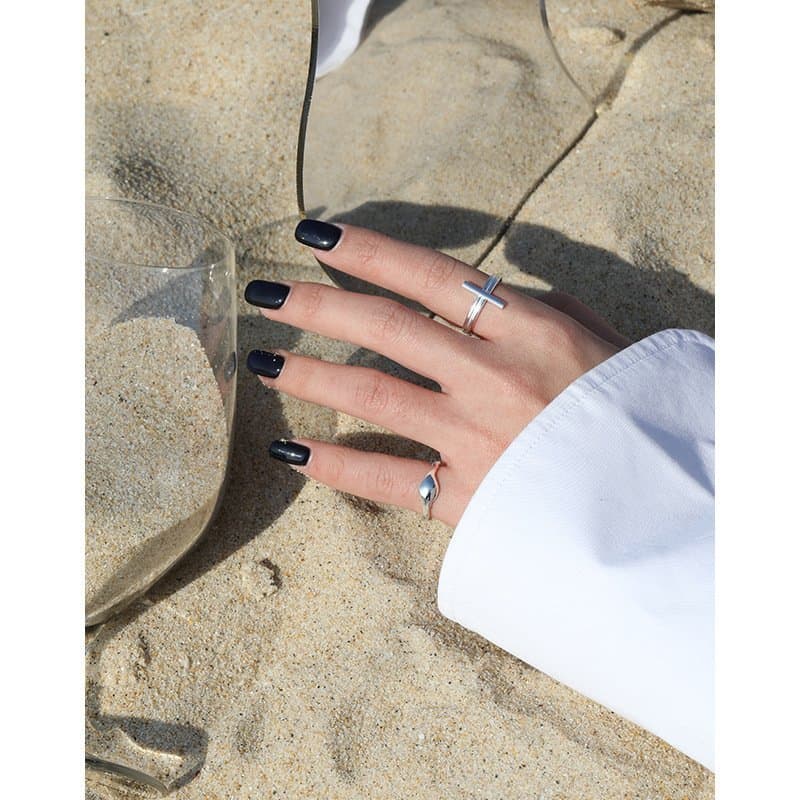 Minimalist Cross 925 Sterling Silver Adjustable Ring