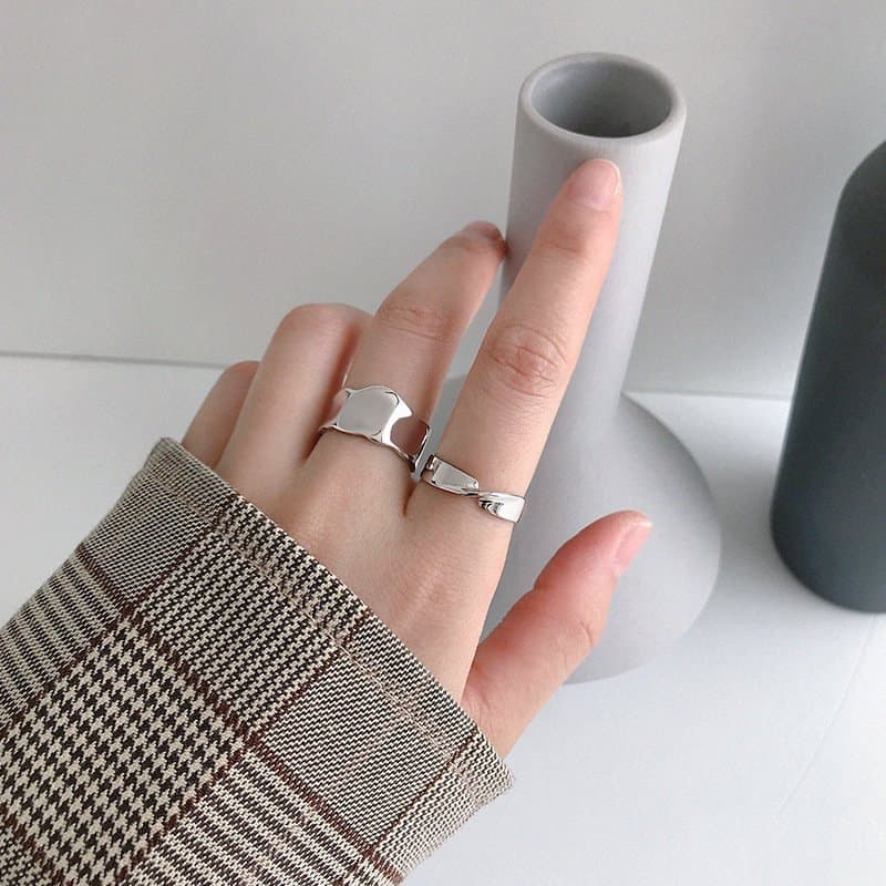 Twisted Cross 925 Sterling Silver Adjustable Ring