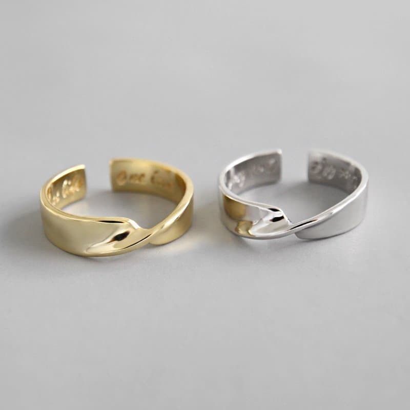 Twisted Cross 925 Sterling Silver Adjustable Ring