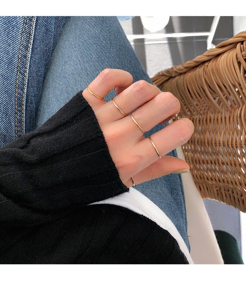 Trendy Smooth Circle White/Rose 925 Sterling Silver Pinky Finger Ring