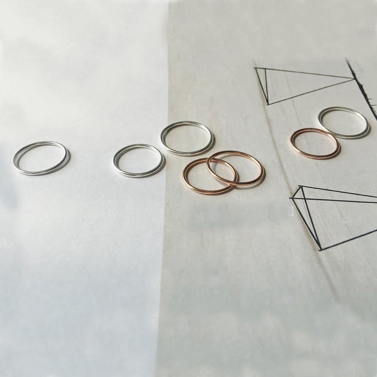 Trendy Smooth Circle White/Rose 925 Sterling Silver Pinky Finger Ring