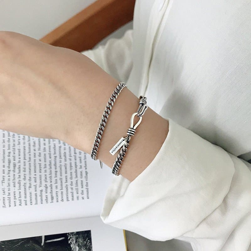 Vinatge Hollow Chain 925 Sterling Silver Bracelet
