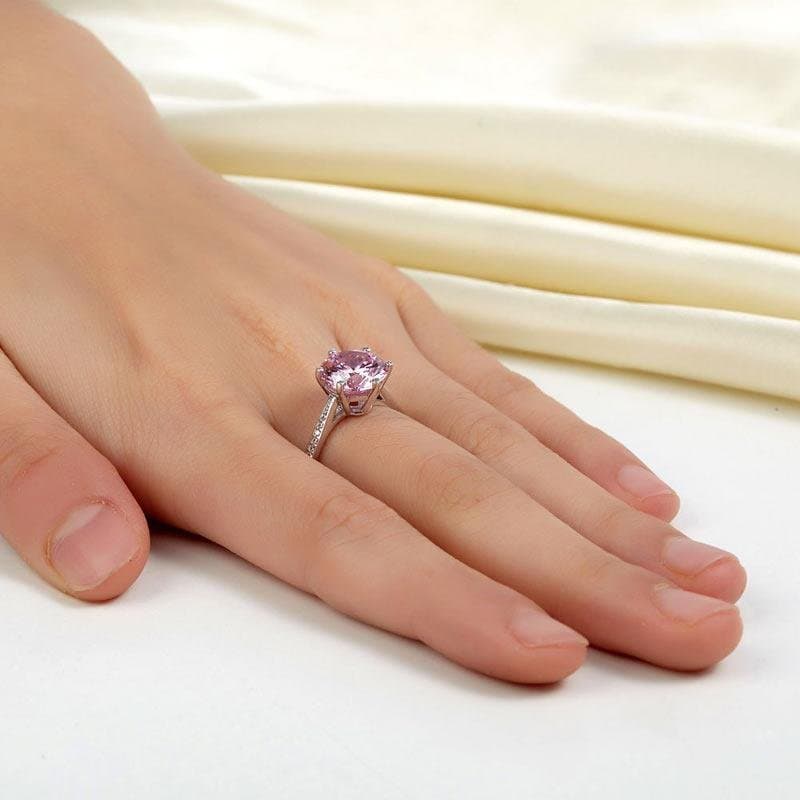 Pink 3 Carat Created Diamond Ring