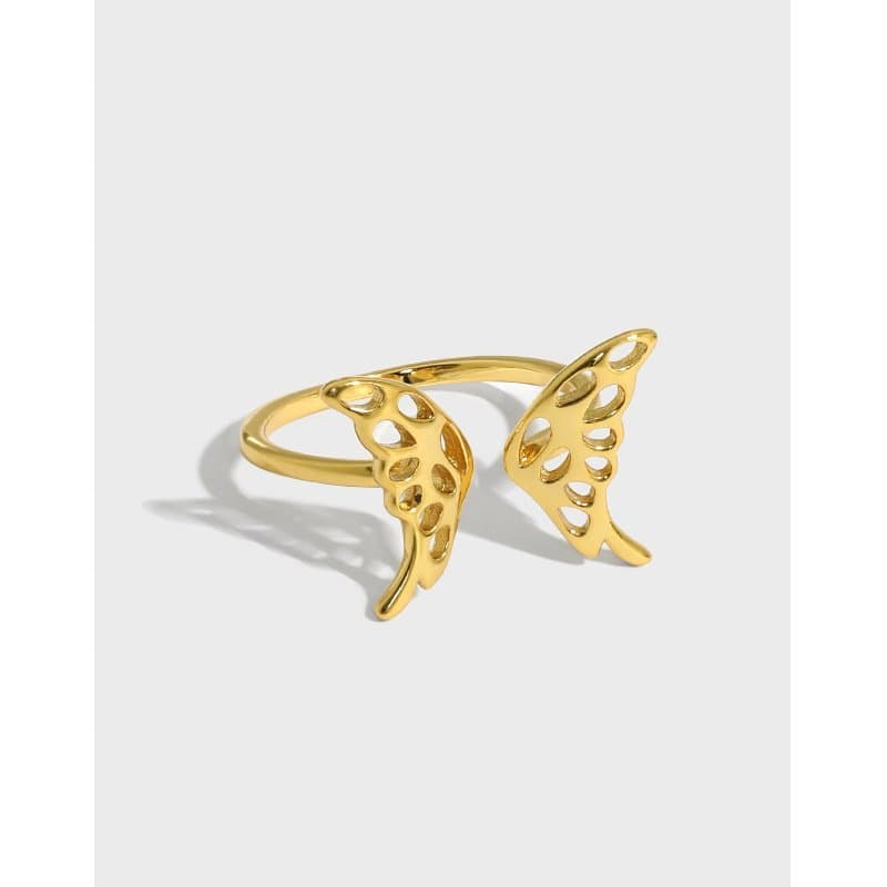 Hollow Butterfly 925 Sterling Silver Adjustable Ring