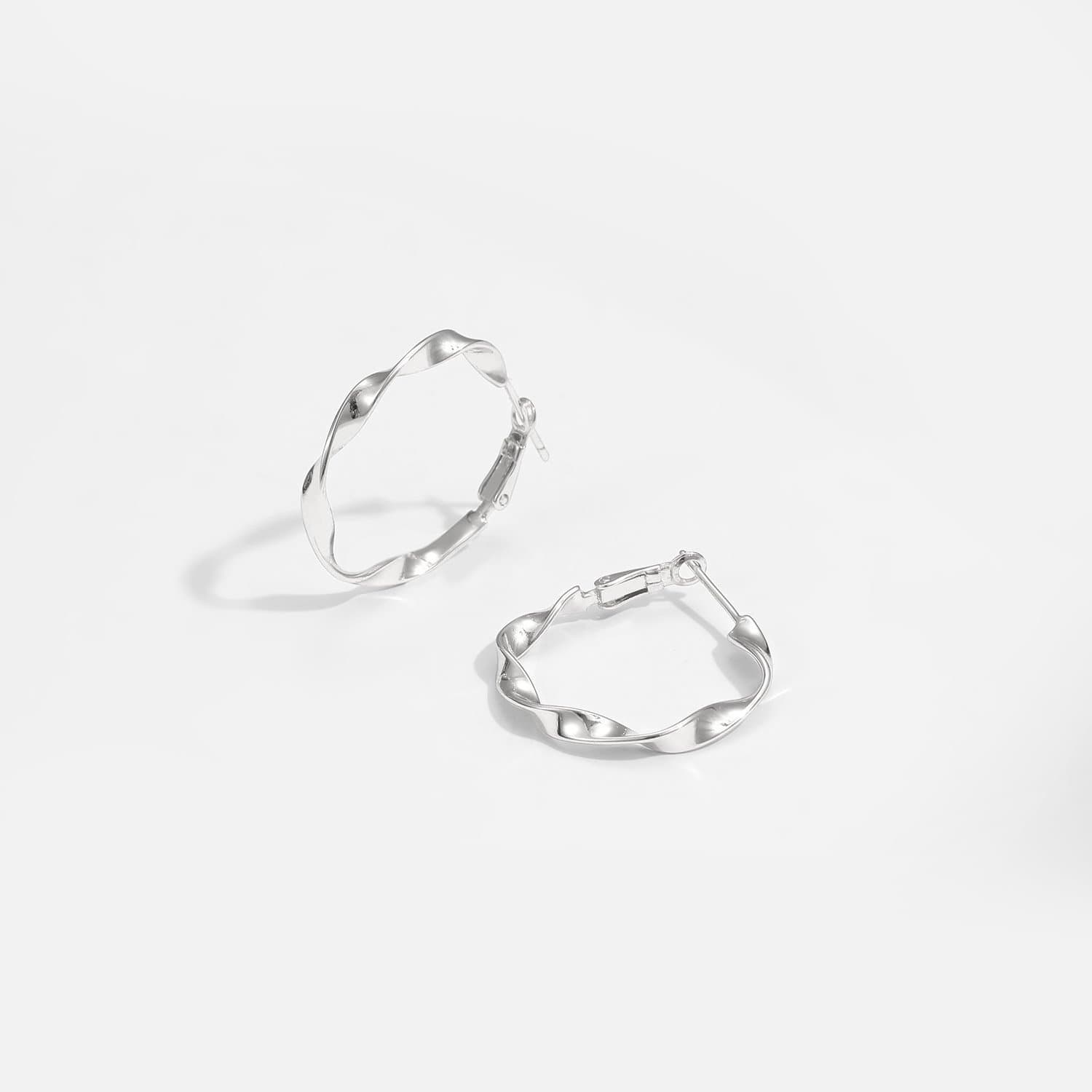 Twisted 925 Sterling Silver Hoop Earrings