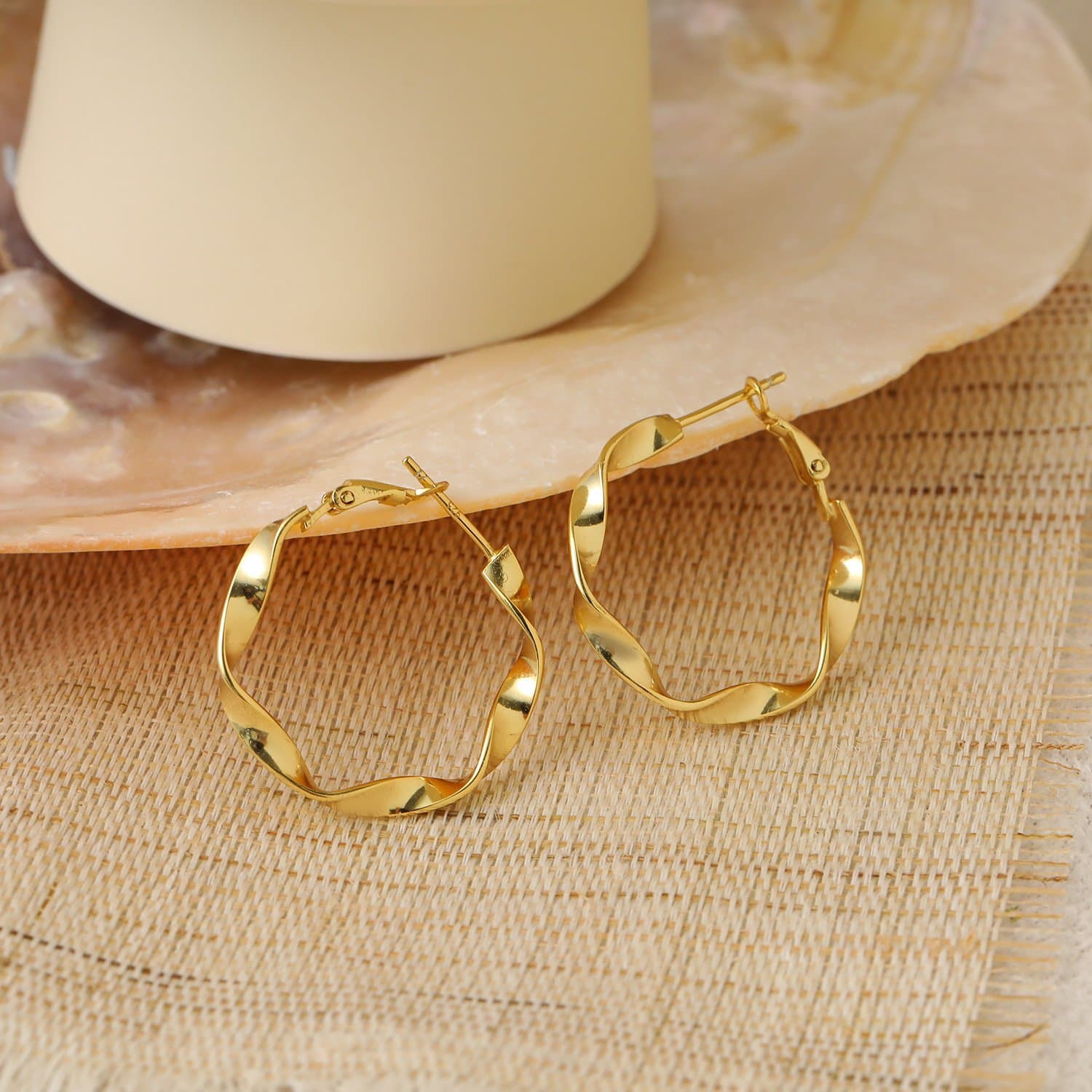 Twisted 925 Sterling Silver Hoop Earrings