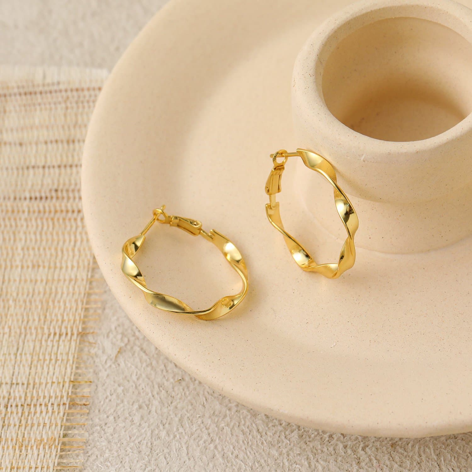 Twisted 925 Sterling Silver Hoop Earrings