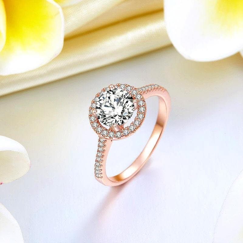 Rose Gold Plated Created Diamond Ring