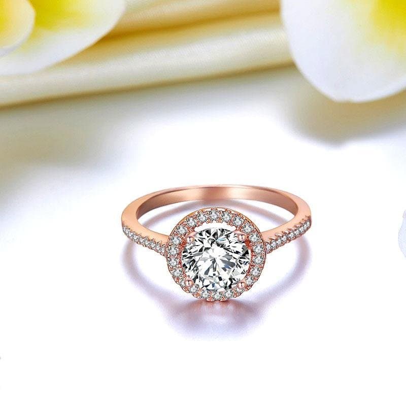 Rose Gold Plated Created Diamond Ring