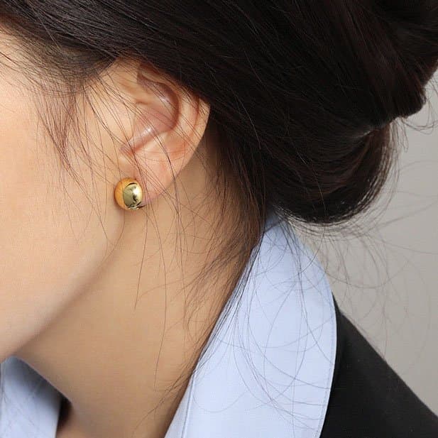 Geometric Round Ball 925 Sterling Silver Hoop Earrings