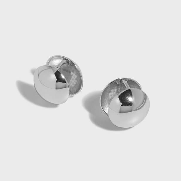 Geometric Round Ball 925 Sterling Silver Hoop Earrings
