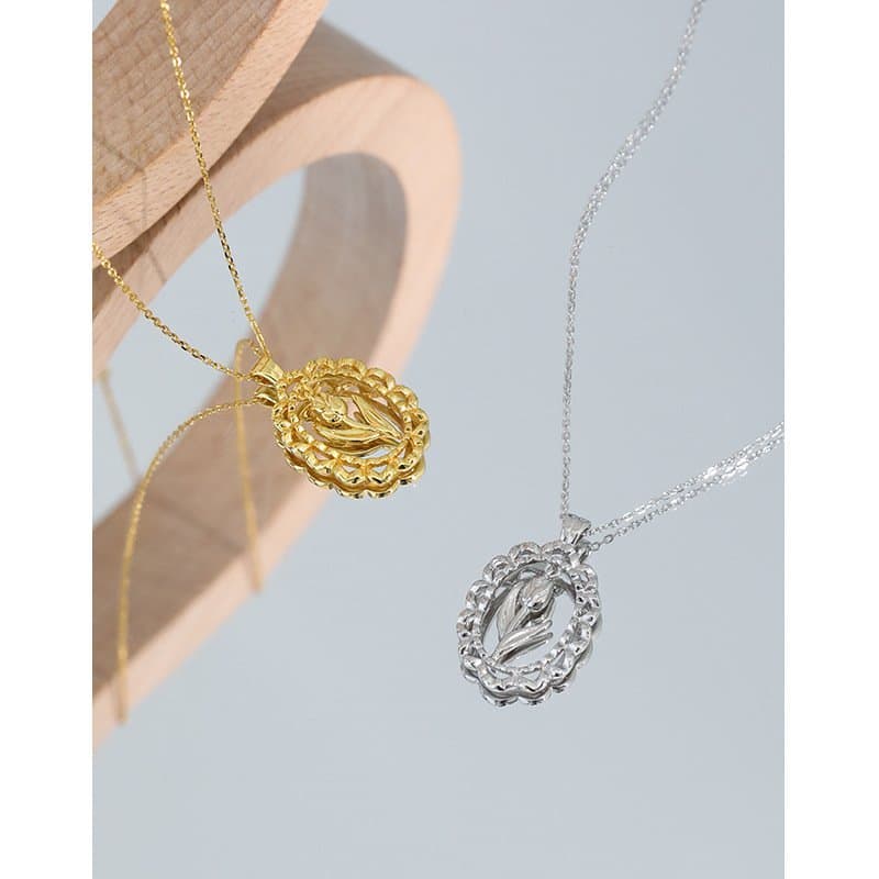 Tulips Flower 925 Sterling Silver Necklace