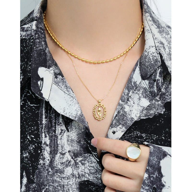 Tulips Flower 925 Sterling Silver Necklace