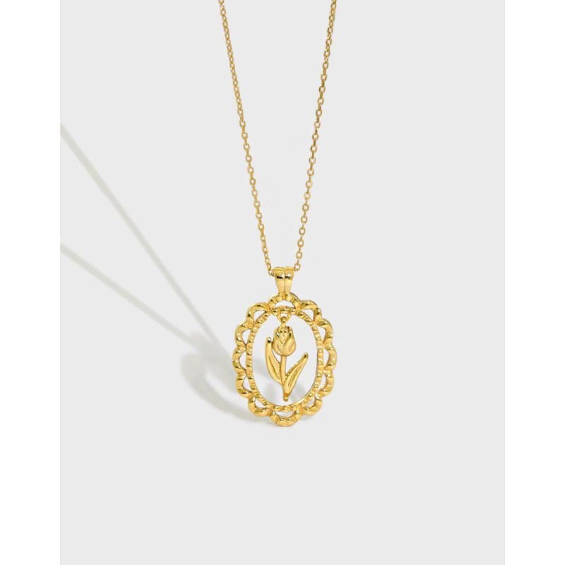 Tulips Flower 925 Sterling Silver Necklace