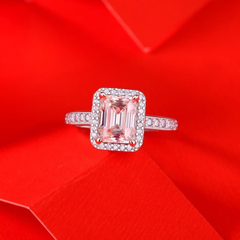 Baguette Moissanite CZ 925 Sterling Silver Adjustable Ring