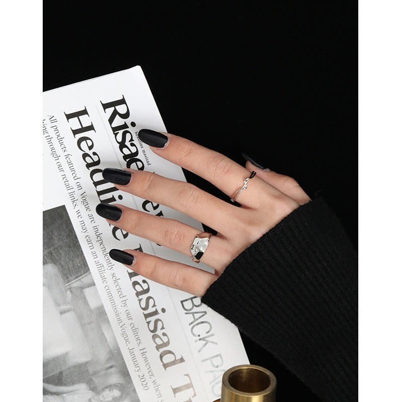Geometric Irregular Concave 925 Sterling Silver Adjustable Ring