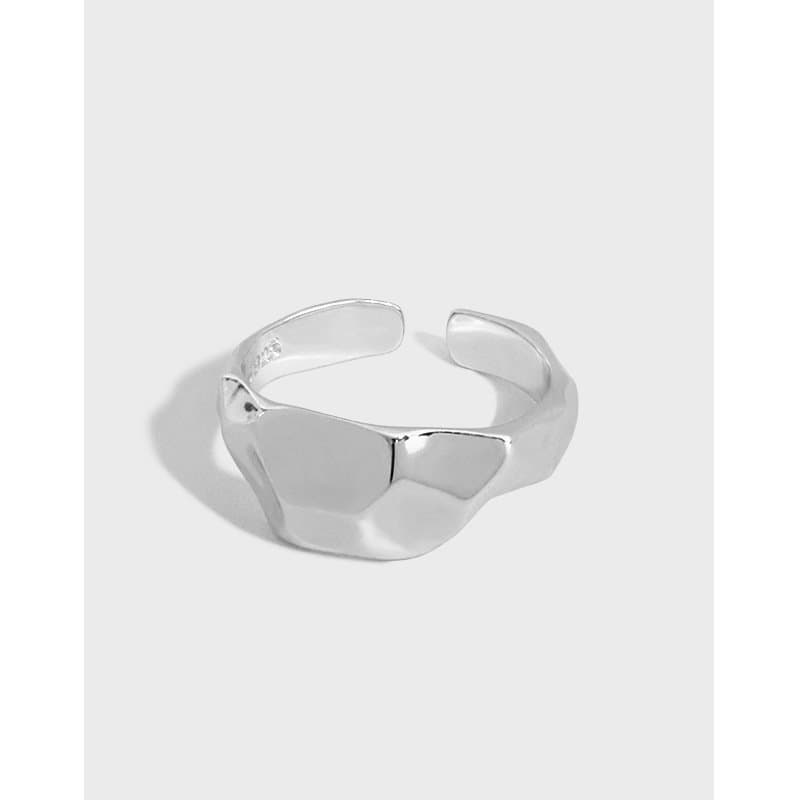 Geometric Irregular Concave 925 Sterling Silver Adjustable Ring