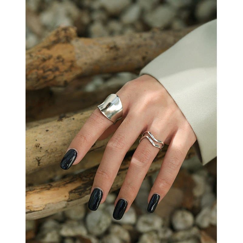 Double Layer Wave 925 Sterling Silver Adjustable Ring