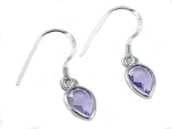 3 Carat Purple Pear Cut Amethyst Dangle Earrings