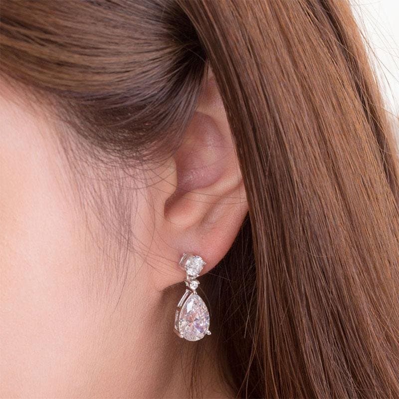 3 Carat Pear Cut Created Diamond Dangle Earrings
