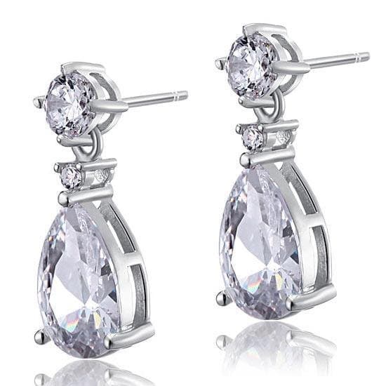 3 Carat Pear Cut Created Diamond Dangle Earrings