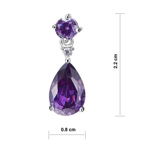 3 Carat Pear Cut Created Purple Sapphire Dangle Earrings