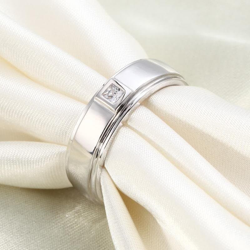 Bezel Setting Men's Solid Sterling Ring