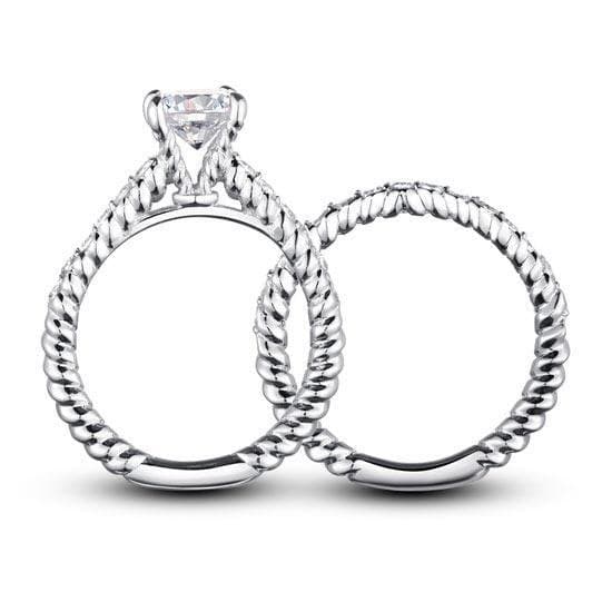 Created Diamond 925 Sterling Silver 2-Pcs Ring Set