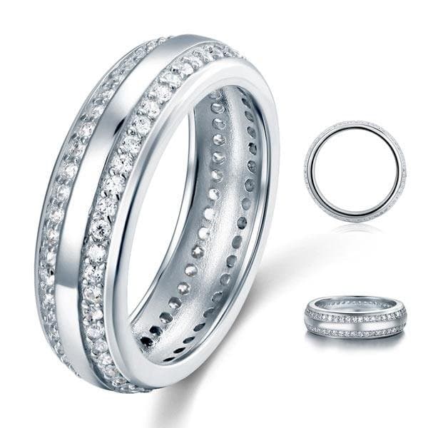 Created Diamond Solid Sterling 925 Silver Ring