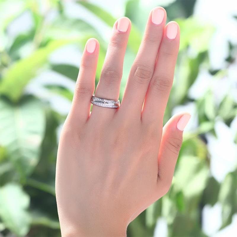 Created Diamond Solid Sterling 925 Silver Ring