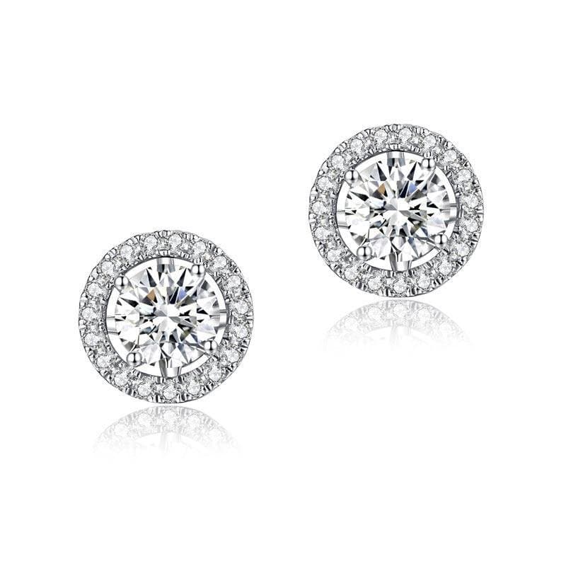 1 Carat Moissanite Diamond 4 Claws Stud Earrings