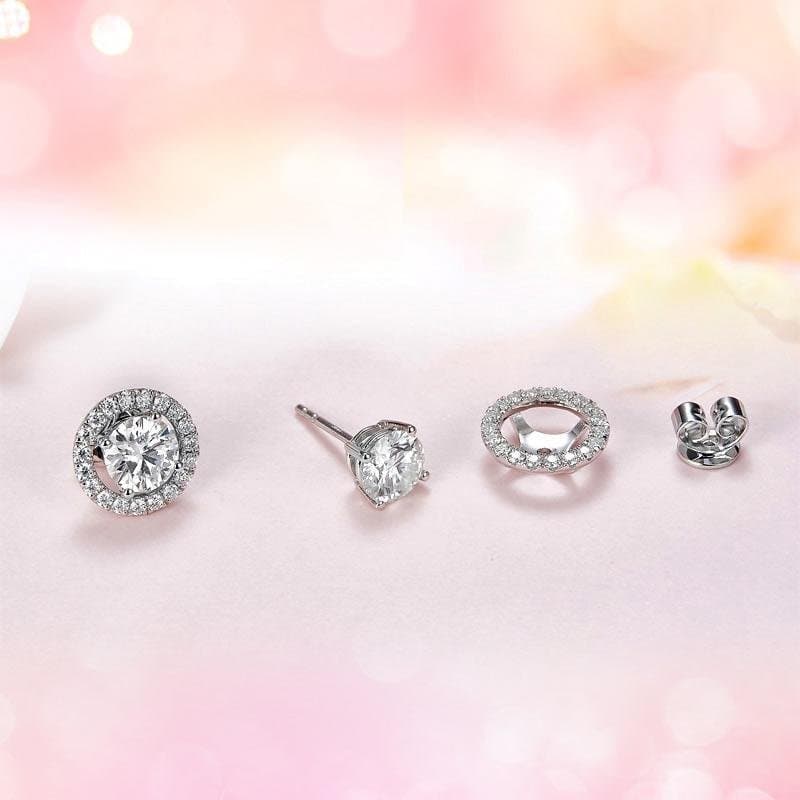 1 Carat Moissanite Diamond 4 Claws Stud Earrings