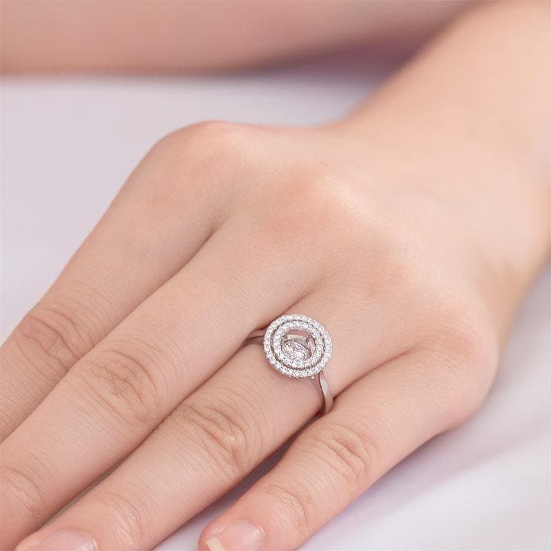 Dancing Stone Double Halo Ring