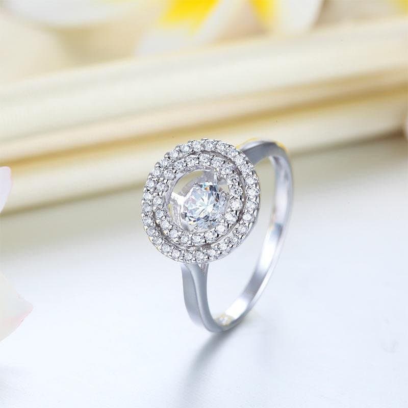 Dancing Stone Double Halo Ring