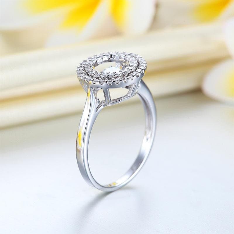 Dancing Stone Double Halo Ring