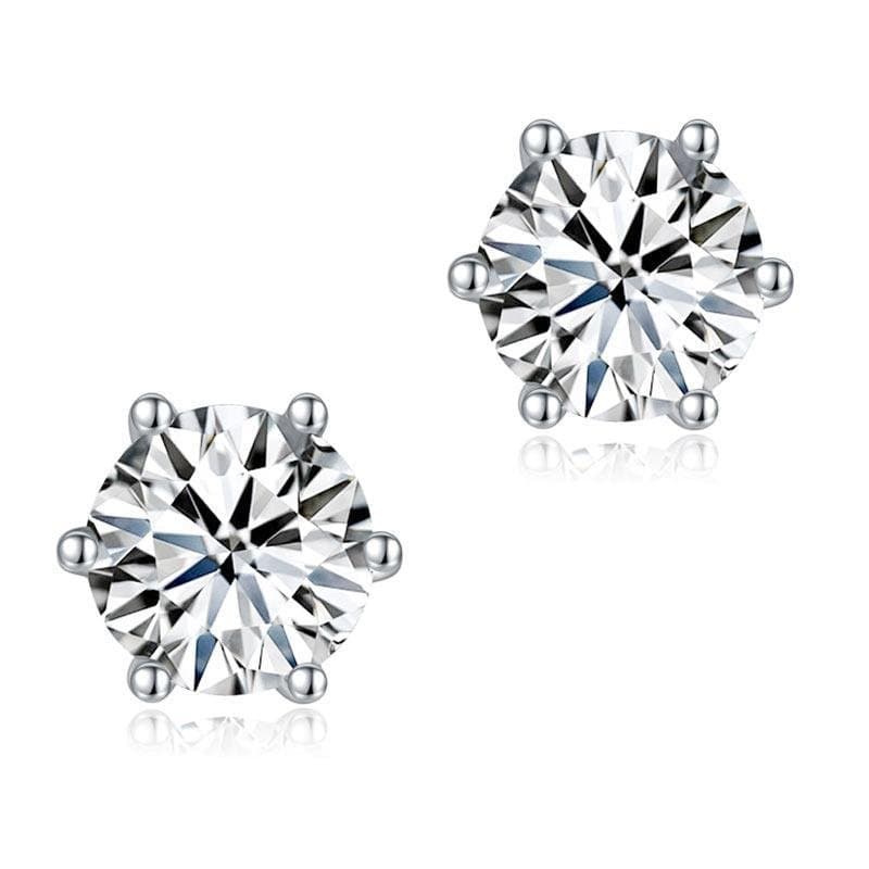 1 Carat Moissanite Diamond 6 Claws Stud Earrings
