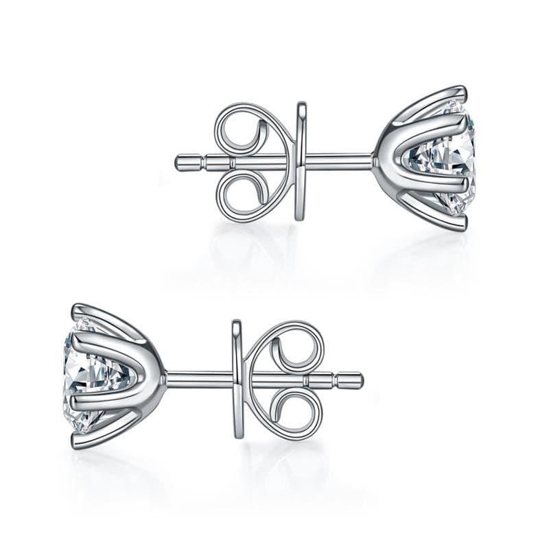 1 Carat Moissanite Diamond 6 Claws Stud Earrings