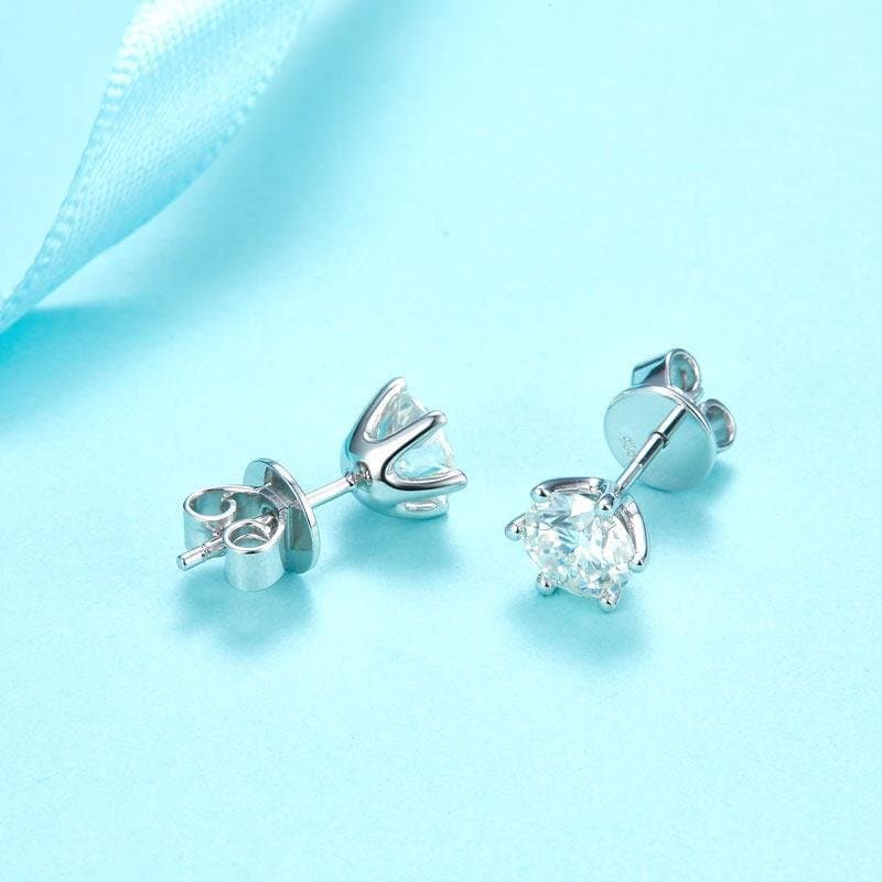 1 Carat Moissanite Diamond 6 Claws Stud Earrings