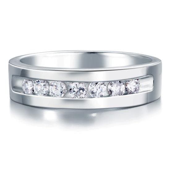Men's Solid 925 Silver Created Diamond Ring