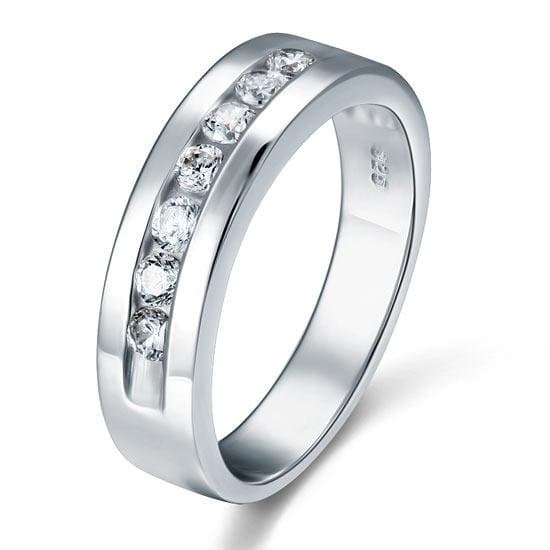 Men's Solid 925 Silver Created Diamond Ring