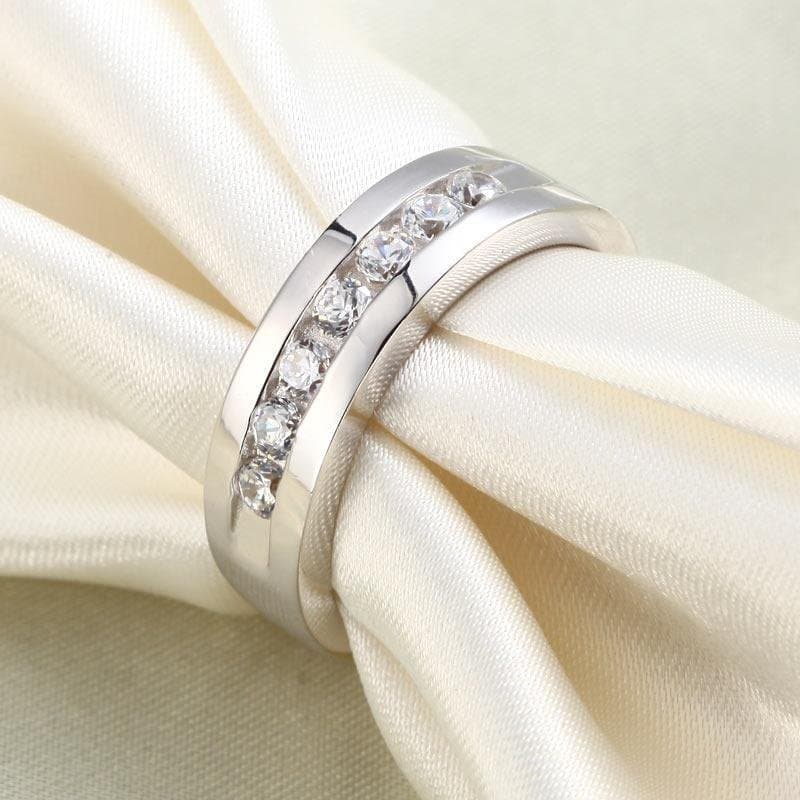 Men's Solid 925 Silver Created Diamond Ring