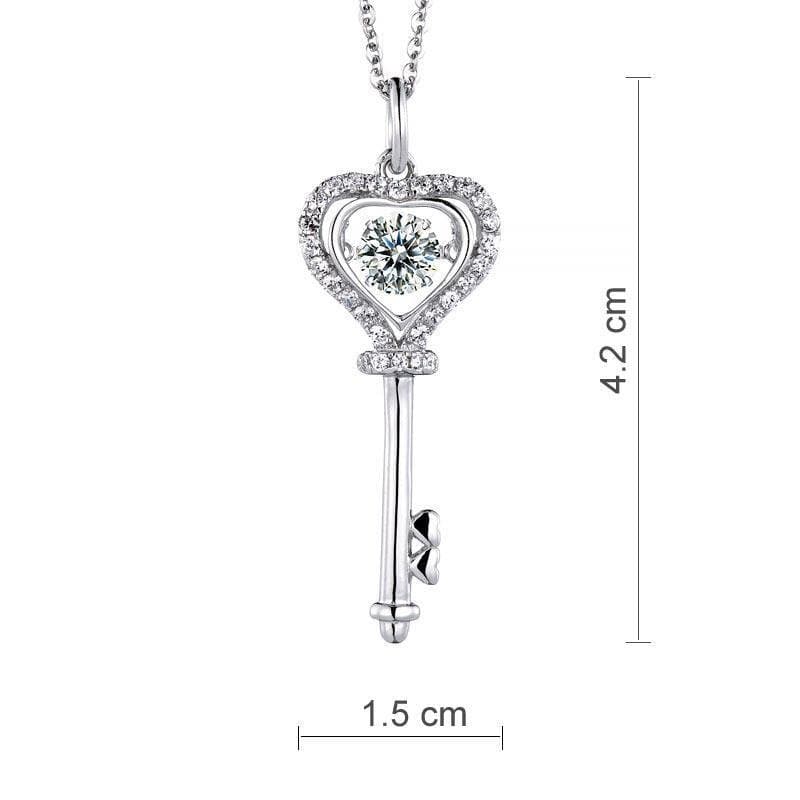 1 Carat Moissanite Diamond Dancing Stone Key Necklace