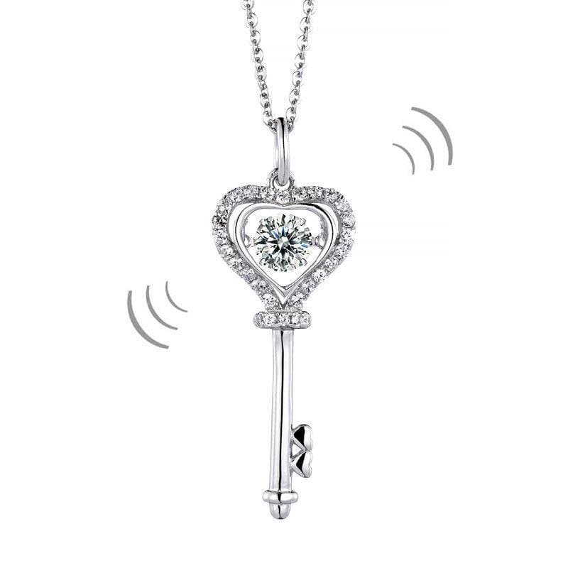 1 Carat Moissanite Diamond Dancing Stone Key Necklace