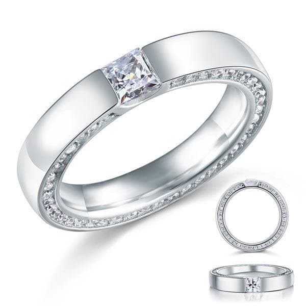 Princess Cut Created Diamond Solid Sterling 925 Silver Ring