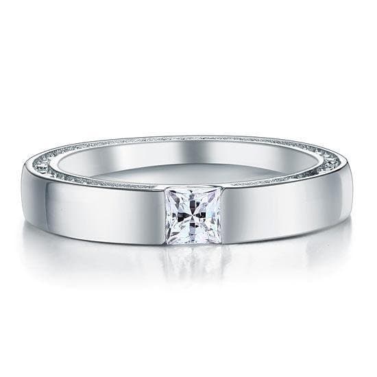 Princess Cut Created Diamond Solid Sterling 925 Silver Ring