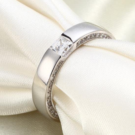 Princess Cut Created Diamond Solid Sterling 925 Silver Ring
