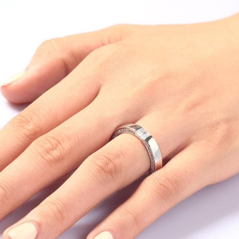 Princess Cut Created Diamond Solid Sterling 925 Silver Ring