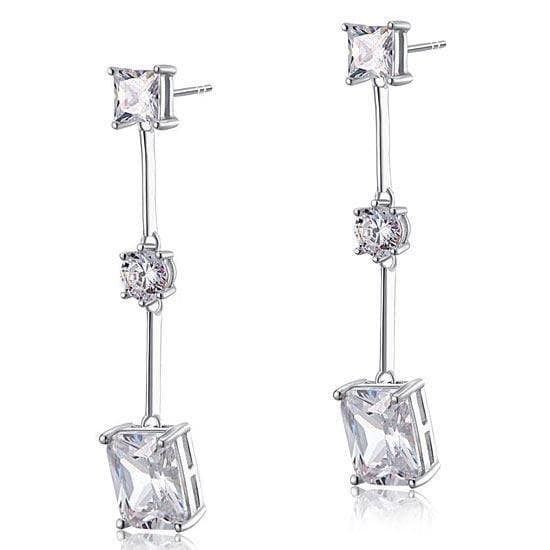 Emerald Cut Created Diamond Dangle Earrings